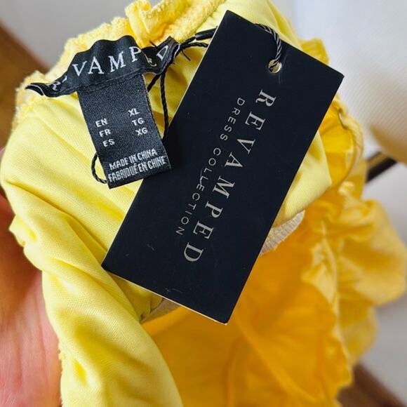 Revamped Yellow Smocked Ruffled Mini Sundress - Picture 4 of 7